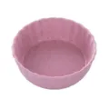 Pink wheat straw round sauce dish, cute scalloped snack plate for kitchen table use. - Round / Pink