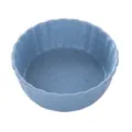 Blue wheat straw round sauce dish with scalloped edge, eco-friendly small snack plate. - Round / Blue