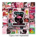 72 Stk. rosa ästhetische Graffiti Sticker Pack, wasserdichte süße Cartoons für Laptop und Handy. - 72er Pack / Rot Serie