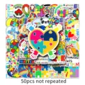 50 Stk. wasserdichte Autismus Bewusstseins Aufkleber, bunte Puzzle Graffiti Sticker DIY. - 50 Stück Autismus-Aufklärung - 518