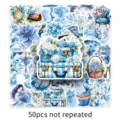 50 Stk. Blaue Garten Aufkleber Ästhetische Blumen Wasserdichte Sticker für Flaschen Laptop - Blauer Garten / Blau