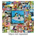 54pcs cute cartoon graffiti stickers art illustration waterproof for phone case water cup - Colorful