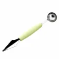Stainless steel dual-head fruit baller and carving knife, durable watermelon kitchen tool. - Nordic Green