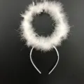 White feather angel halo headband hair hoop costume accessory for halloween party event - One Size / White Angel Circle Plastic Headband
