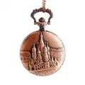Vintage bronzen zakhorloge kwarts ketting ketting Sint Basilicus kathedraal reliëf ontwerp - Rood Brons