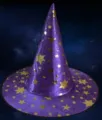 Halloween purple wizard hat with gold star prints, perfect for costume party cosplay decoration. - Orange Star Hat