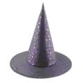 Chapeau de sorcière d'Halloween avec étoiles violettes, accessoire de costume magique. - Chapeau de Sorcière à Motif Étoile Violette