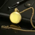 Classic gold pocket watch with chain vintage quartz timepiece elegant necklace accessory design. - Arabic Numerals Dial / Gold