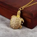 Vintage gouden schildpad hanger zakhorloge kwarts ketting voor kinderen en studenten - Gouden kever ketting