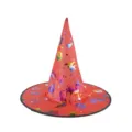 Halloween red witch hat with colorful foil stars and pumpkin designs for holiday party costumes. - Gold Stamping Series Witch Pumpkin Pattern / Red
