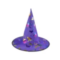 Halloween purple witch hat with holographic prints, wizard costume cap for party events. - Gold Stamping Series Witch Pumpkin Pattern / Purple