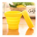 Portable collapsible silicone travel cup, yellow telescopic water cup for outdoor, compact size. - 170ml / Yellow