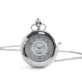 Vintage zilverkleurige filigrein holle kwarts zakhorloge met ketting en strass - Zilver