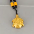 Gouden schildpad zakhorloge ketting schattige vintage hanger quartz horloge voor kinderen - Gouden kever met gele kraal