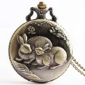 Vintage bronze quartz pocket watch featuring a 3D rabbit zodiac relief and chain detail. - Zodiac Rabbit