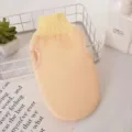 Gant de gommage de bain epaissi, outil de douche exfoliant tricote pour le corps. - Beige