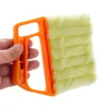 Cepillo de limpieza para persianas con mango naranja y paño amarillo verde multicapa. - Cepillo para limpiar persianas