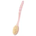 Spazzola da bagno rosa a manico lungo per il corpo con setole morbide e impugnatura. - Rosa