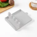 Grey multi-slot kitchen utensil rest spoon holder spatula tray for easy countertop organization - Gray