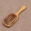 Medium wooden hair brush with bamboo pins, 20.5x6.3cm anti-static massage cushion. - Medium Square Comb / Medium Square (20.5x6.3cm)