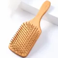 Large wooden paddle hair brush with bamboo bristles and air cushion massage design. - Large Square Comb / Large Square (24.5x8.6cm)