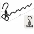 Black portable travel clothes drying rack with 5 wave hooks, foldable metal laundry hanger. - Foldable Rotating 5-Hook / Black