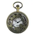 Reloj de bolsillo de bronce vintage con diseño de engranajes huecos y cuarzo. - Bronce antiguo