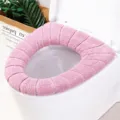 Pink thick knitted toilet seat cover, warm O-shaped universal bathroom mat accessory - Nordic Pink