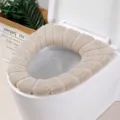 Thick plush toilet seat cover, warm O-shaped washable winter cushion in beige color. - Nordic Beige