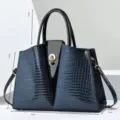 Chique krokodillenpatroon tote handtas voor dames, ruime schouder- en crossbodytas. - Blauw