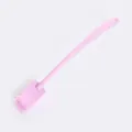 Pink long-handled toilet cleaning brush, household bathroom floor and wall scrubbing tool. - Pink