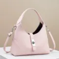 Vrouwen roze lederen schoudertas handtas crossbody tas met draaisluiting chique - Roze