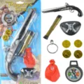 Ensemble de jouets de costume de pirate en plastique avec pistolet boussole pièces d'or - Taille unique / Ensemble d'Accessoires de Pirate (JM5609)