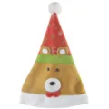 Kids Christmas hat cute brown bear plush holiday costume cap with red green festive party decor - Cute Bear
