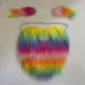 Set di barba e sopracciglia in pelliccia sintetica arcobaleno colorato per feste di Halloween. - Taglia unica / Barba Grande Arcobaleno