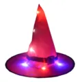 Halloween LED leuchtender Hexenhut Party Kostuem Zauberkappe Feiertagsdeko rot neu - Einheitsgröße / Fuchsia