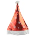 Metallic red Santa hat with white snowflake patterns and plush trim, festive holiday party prop. - Snowflake Red