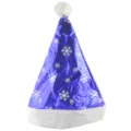 Blauwe metallics Kerstman muts met witte sneeuwvlokken pluche rand feestkostuum accessoire - Blauwe Sneeuwvlok