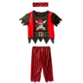 Disfraz de pirata para niños con pantalones de rayas, parte superior de manga corta y diadema de fiesta. - Talla S (100-110cm) / Conjuntos