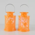 Halloween glowing plastic lantern night light with handle, castle and spider web designs for party - Orange