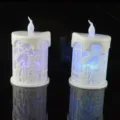 Bougie electronique LED de Noel avec design creux de Pere Noel pour deco de table - Blanc