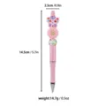 Detailed dimension view of pink beaded pen featuring butterfly and daisy silicone beads - Creative Beaded Ballpoint Pen / Pink