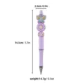 Purple beaded pen with silicone butterfly and daisy decorations for stationery. - Creative Beaded Ballpoint Pen / Purple