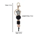 Black and white beaded keychain with butterfly and daisy charms, 5.1 inch length - Creative Beaded Keychain Pendant / Black