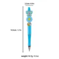 Beaded pen in blue featuring butterfly and daisy silicone beads with size labels - Creative Beaded Ballpoint Pen / Blue