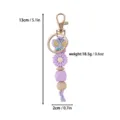 Purple beaded keychain with butterfly and daisy beads, 13cm length and 18.5g weight. - Creative Beaded Keychain Pendant / Purple