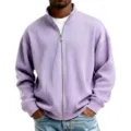 Chaqueta de sudadera para hombre en color lila con cremallera completa y cuello alto - Lavanda