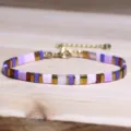 Bracelet bohème en perles Tila fait main aux couleurs vives violet rose et doré - Style Multicolore Violet Rose (Tila 18)