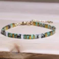 Bracelet en perles Tila fait main avec motifs de pierre verte et entretoises dorées - Style Combiné Vert Or Transparent (Tila 24) / Vert/Or/Transparent