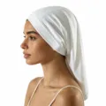 Zachte witte zijden slaapmuts voor haarverzorging en dreadlocks met elastische stof - Eén maat / Wit